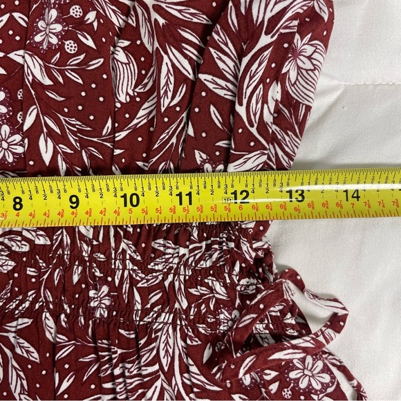 Hollow & Rose Burgundy Floral Boho Midi Dress L Cottagecore - Picture 8 of 11